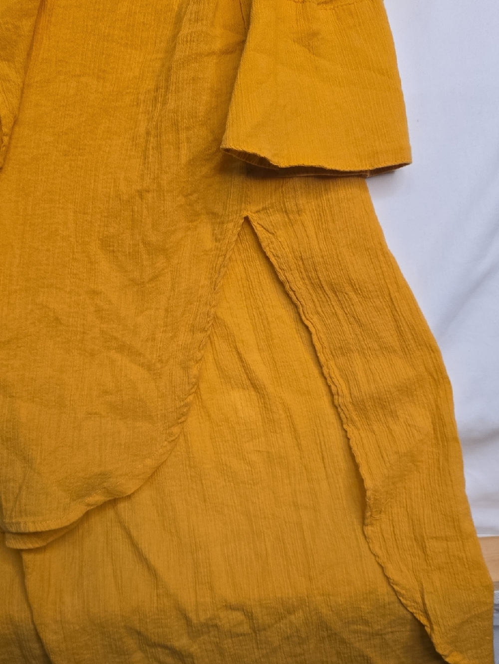 By Anthropologie Duster Tunic Shirt Long Sleeve Mango/Mustard Hi Low Oversized - Picture 11 of 13